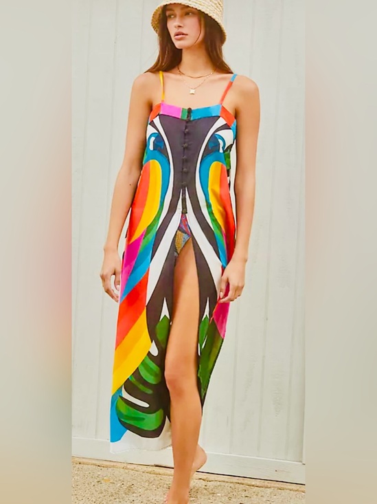 FARM Rio Other - Farm Rio Vibrant Macaw Print Maxi Dress Coverup